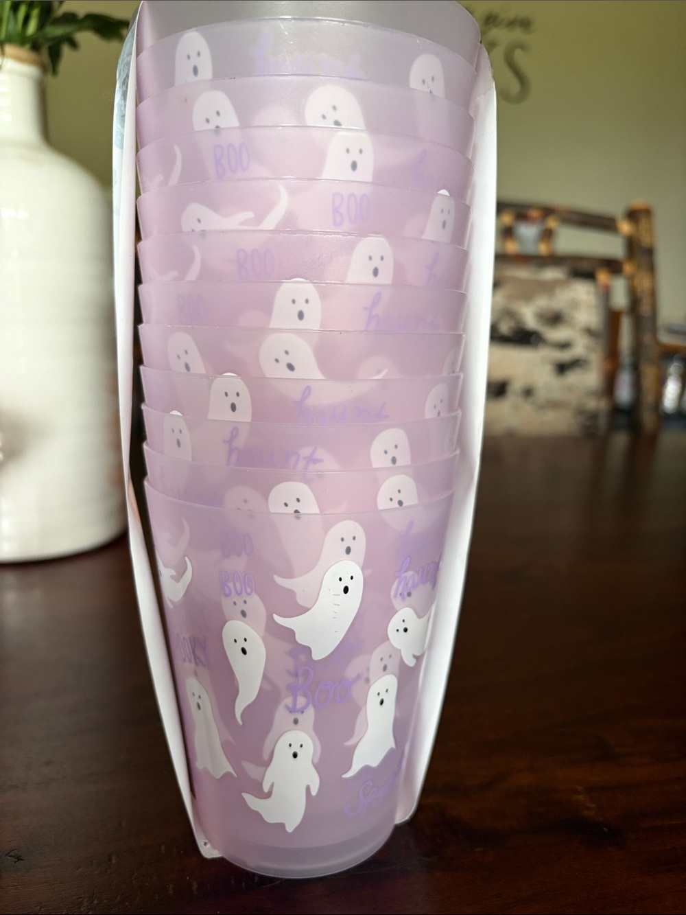 Halloween Ghost Plastic Cups - Lavender Party Cups. 16 oz 12 reusable plastic